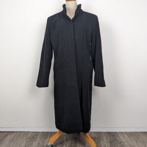 HILARY RADLEY Black Wool Cashmere Long dress Coat